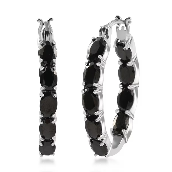 Jewelry - Elite Shungite Hoop Earrings In 925 Sterling Silver